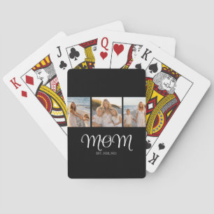 Mama hat modernes Skript Schwarz 3 Foto Spielkarten