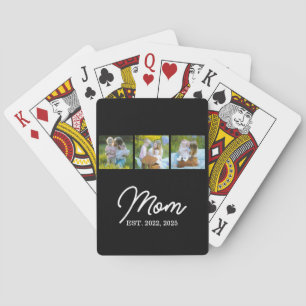 Mama hat modernes Skript Schwarz 3 Foto Spielkarten