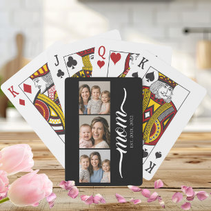 Mama hat modernes Skript Schwarz 3 Foto Spielkarten
