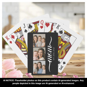 Mama hat modernes Skript Schwarz 3 Foto Spielkarten
