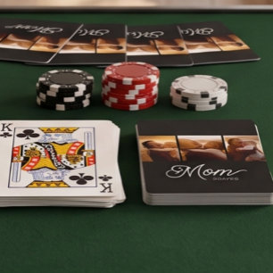 Mama hat modernes Skript Schwarz 3 Foto Spielkarten