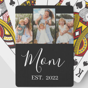 Mama hat modernes Skript Schwarz 3 Foto Spielkarten