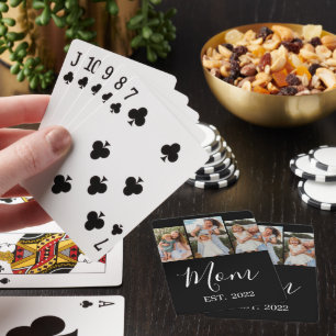 Mama hat modernes Skript Schwarz 3 Foto Spielkarten
