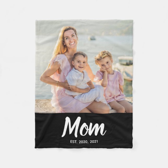 Mama hat modernes Skriptfoto eingerichtet Fleecedecke (Vorderseite)