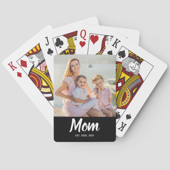 Mama hat modernes Skriptfoto eingerichtet Spielkarten (Rückseite)