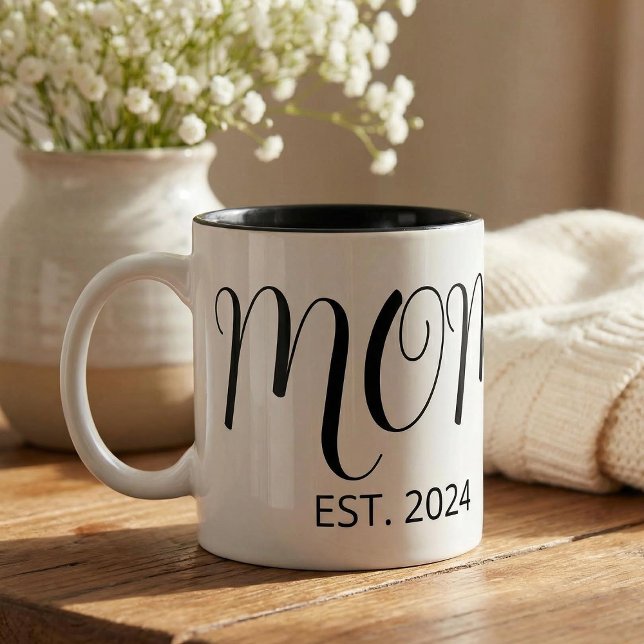 Mama hat neues Mama-Geschenk gegründet Zweifarbige Tasse (Von Creator hochgeladen)