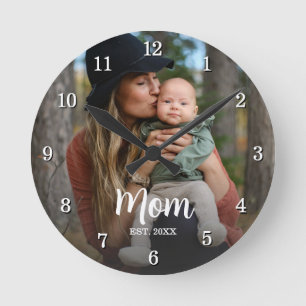 Mama hat Schriftart-Typografie-Foto-Jahr Est gegrü Runde Wanduhr