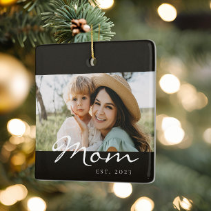 Mama hat Schwarz Weiß Schrift Foto eingerichtet Keramikornament