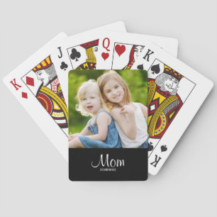 Mama hat Schwarz Weiß Schrift Foto eingerichtet Spielkarten