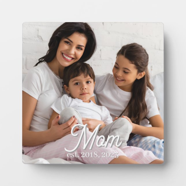 Mama hat Schwarz-Weiß-Script-Foto eingerichtet Fotoplatte (Vorderseite)