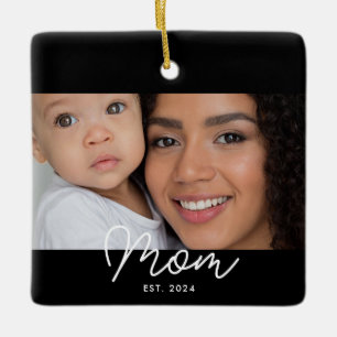 Mama hat Schwarz-Weiß-Script-Foto eingerichtet Keramikornament