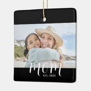 Mama hat Schwarz-Weiß-Script-Foto eingerichtet Keramikornament