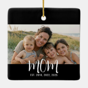Mama hat Schwarz-Weiß-Script-Foto eingerichtet Keramikornament