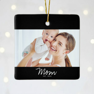 Mama hat Schwarz-Weiß-Script-Foto eingerichtet Keramikornament
