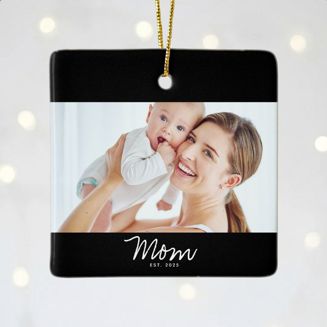 Mama hat Schwarz-Weiß-Script-Foto eingerichtet Keramikornament (Von Creator hochgeladen)