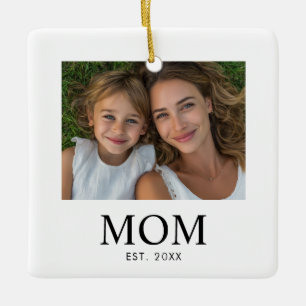 Mama hat Schwarz-Weiß-Script-Foto eingerichtet  Keramikornament