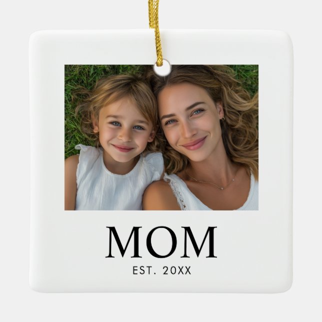 Mama hat Schwarz-Weiß-Script-Foto eingerichtet  Keramikornament (Vorderseite)