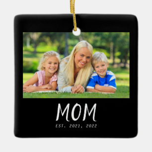 Mama hat Schwarz-Weiß-Script-Foto eingerichtet Keramikornament