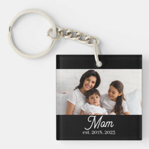 Mama hat Schwarz-Weiß-Script-Foto eingerichtet Schlüsselanhänger