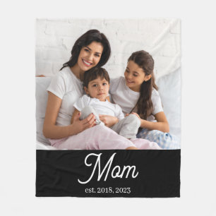 Mama hat Schwarz-Weiß-Script-Foto erstellt Fleecedecke