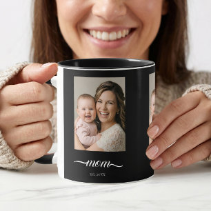 Mama hat schwarze Foto-Tasse mit Jahr der Gründung Tasse