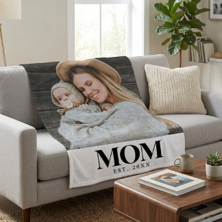 Mama hat Schwarze Typografie-Foto-Geschenk gegründ Fleecedecke