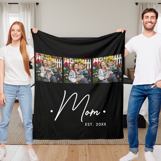Mama hat Skript 3 Foto Schwarz eingerichtet Fleecedecke (Von Creator hochgeladen)