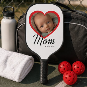 Mama hat Skript Rot Herz Foto Weiß eingerichtet Pickleball Schläger