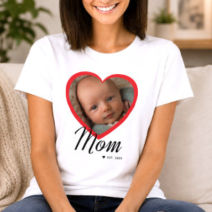 Mama hat Skript Rot Herz Foto Weiß eingerichtet T-Shirt