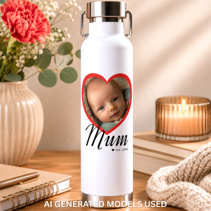 Mama hat Skript Rot Herz Foto Weiß eingerichtet Trinkflasche