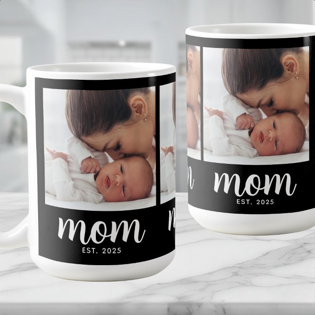Mama hat Skript Schwarz 3 Foto eingerichtet Kaffeetasse (Von Creator hochgeladen)