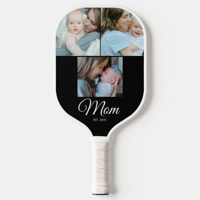 *Mama hat Skript Schwarz 3 Foto Geschenk Pickleb Pickleball Schläger (Vorderseite)