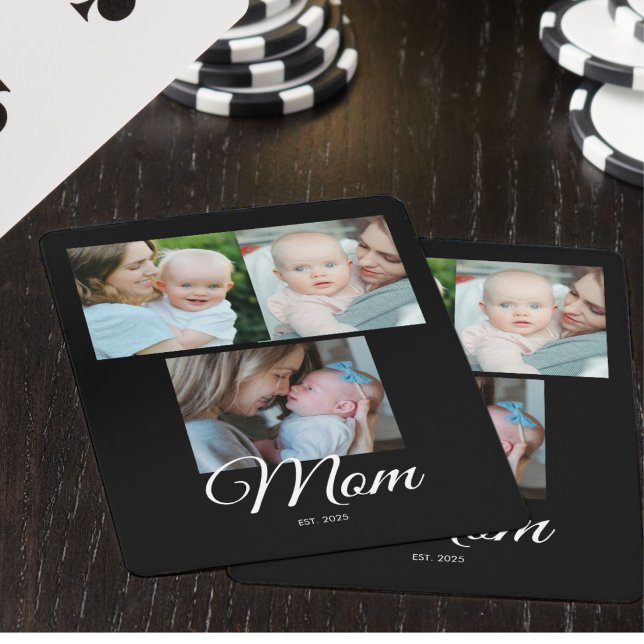 Mama hat Skript Schwarz 3 Foto Geschenk Spielkarten (Von Creator hochgeladen)