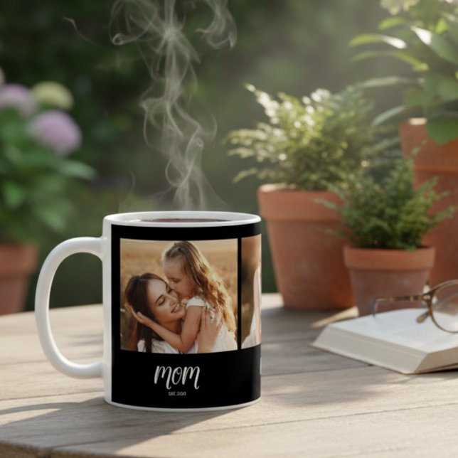 Mama hat Skript Schwarz 3 Foto Kaffeetasse (Von Creator hochgeladen)