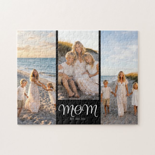 Mama hat Skript Schwarz 3 Foto Puzzle (Horizontal)
