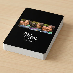 Mama hat Skript Schwarz 3 Foto Spielkarten