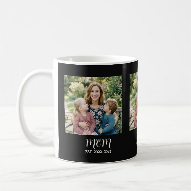 Mama hat Skript Schwarz 3 Foto-Tasse eingerichtet Kaffeetasse (Links)