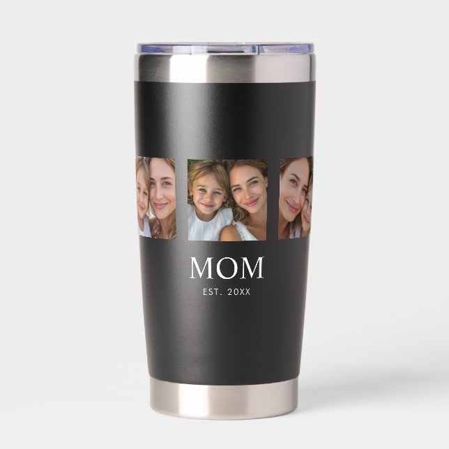 Mama hat Skript Schwarz 3 Foto Thermobecher (Vorderseite)