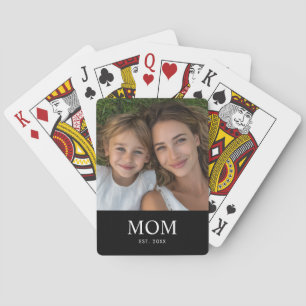 Mama hat Skript Schwarz Foto eingerichtet Spielkarten