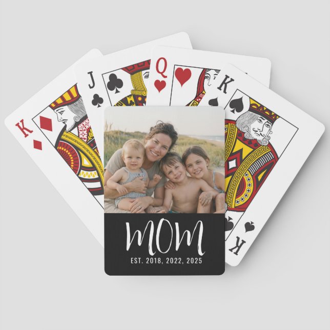 Mama hat Skript Schwarz Foto erstellt Spielkarten (Rückseite)