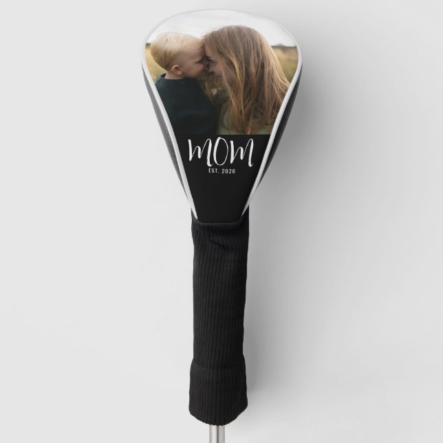 Mama hat Skript Schwarz Foto  Golf Headcover (Vorderseite)