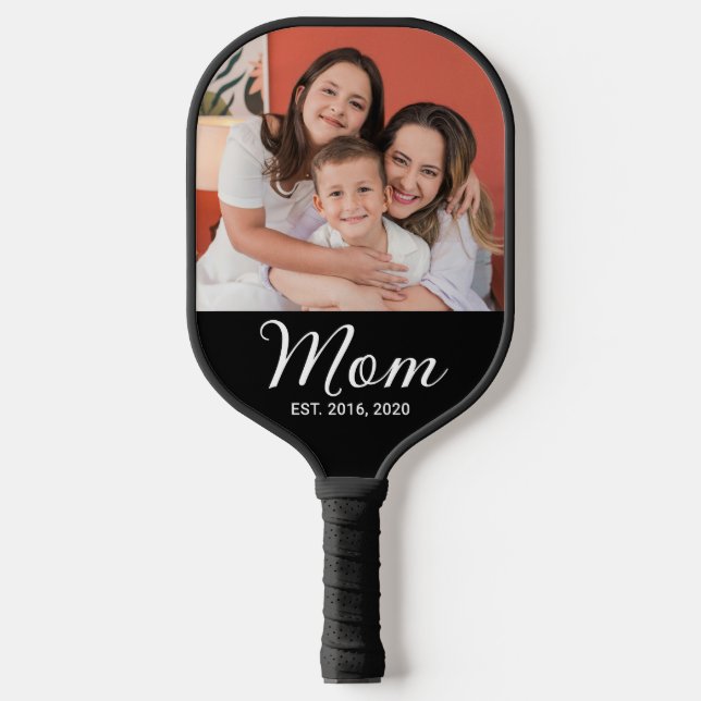 Mama hat Skript Schwarz Foto  Pickleball Schläger (Vorderseite)