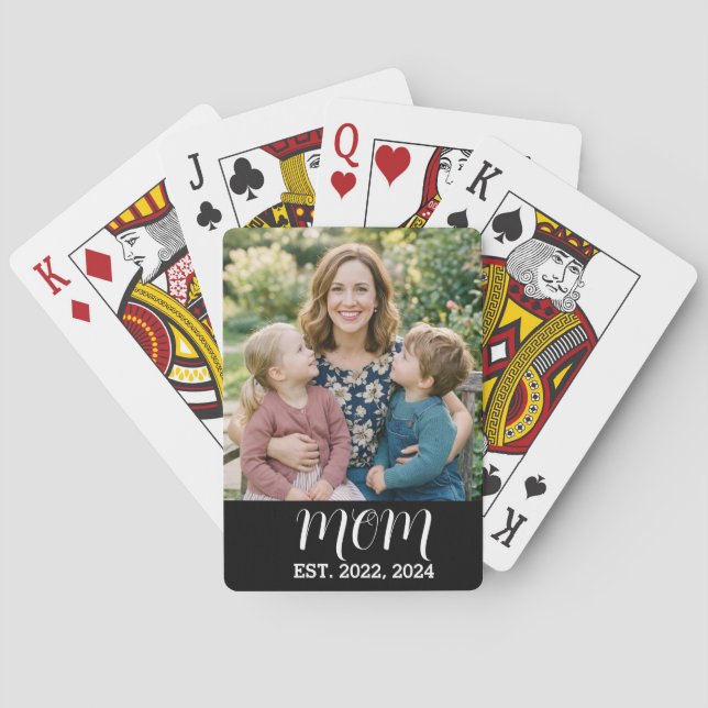 Mama hat Skript Schwarz Foto Spielkarten (Rückseite)