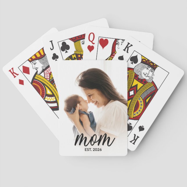 Mama hat Skript Schwarz Foto Spielkarten (Rückseite)
