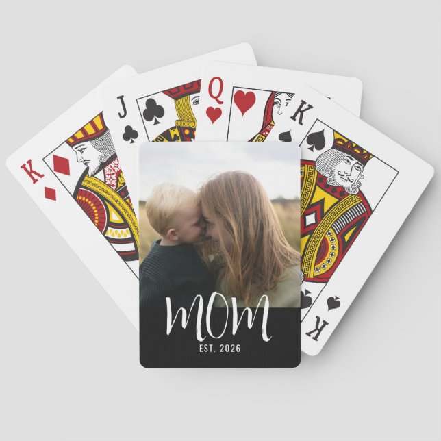 Mama hat Skript Schwarz Foto  Spielkarten (Rückseite)