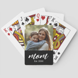 Mama hat Skript Schwarzes Foto Spielkarten