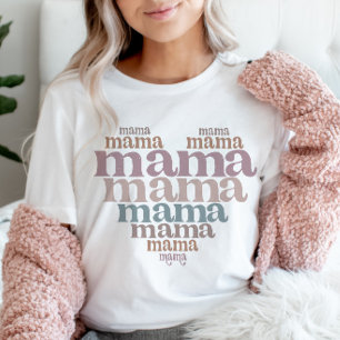 Mama Heart Stacks Word Art Retro T-Shirt