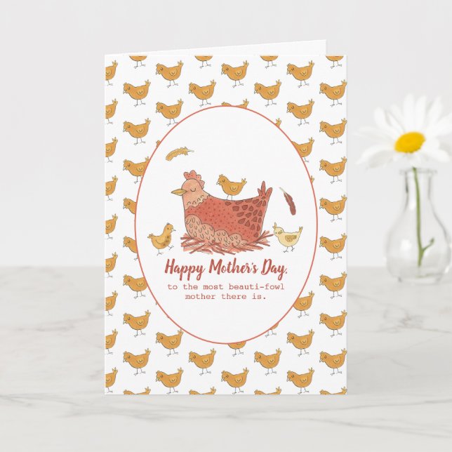 Mama Hen and Chicks Funny Mother Day Karte (Kleine Pflanze)