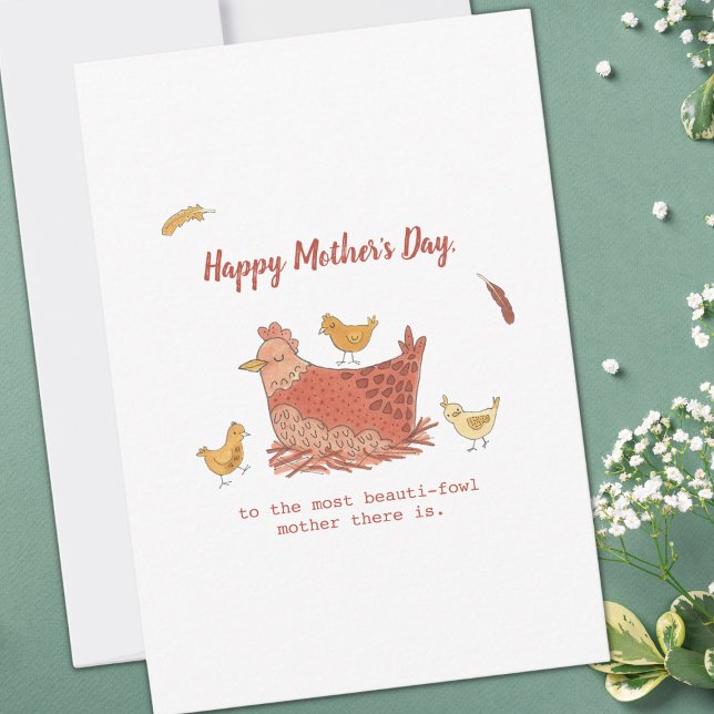 Mama Hen and Chicks Funny Mother Day Karte (Von Creator hochgeladen)
