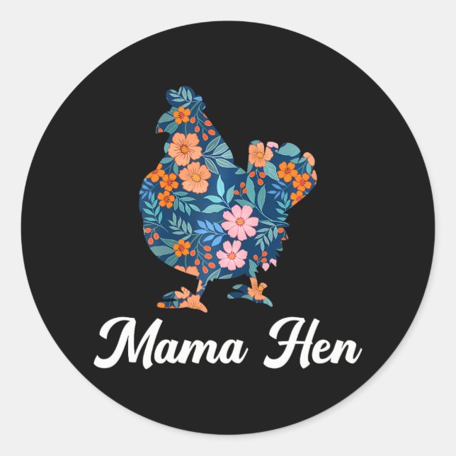 Mama Hen Mütter Day Floral Huhn Farm Tier Runder Aufkleber (Vorderseite)